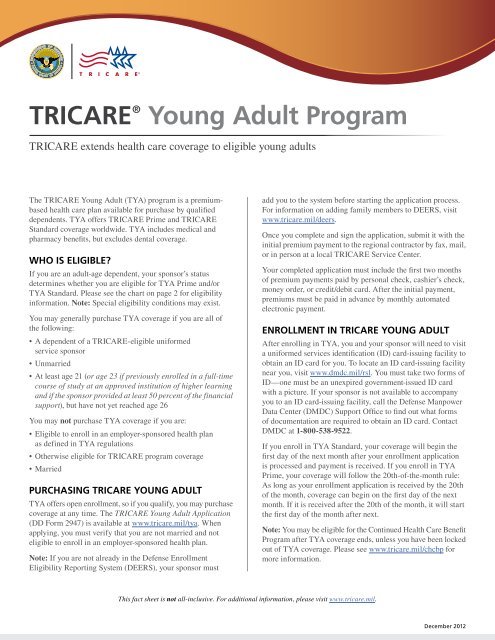 Tricare web enrollment dmdc